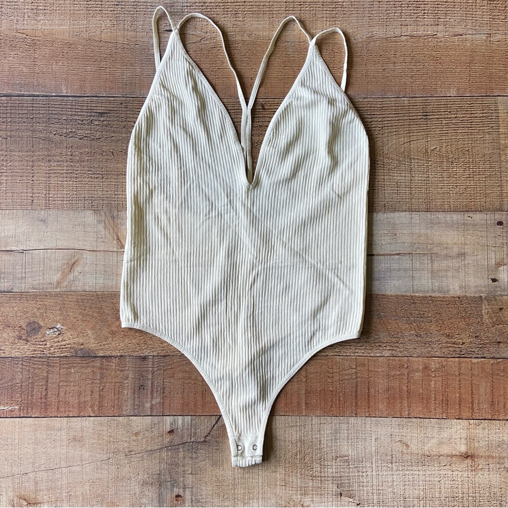 Free People Intimately Ivory Thong Bodysuit M